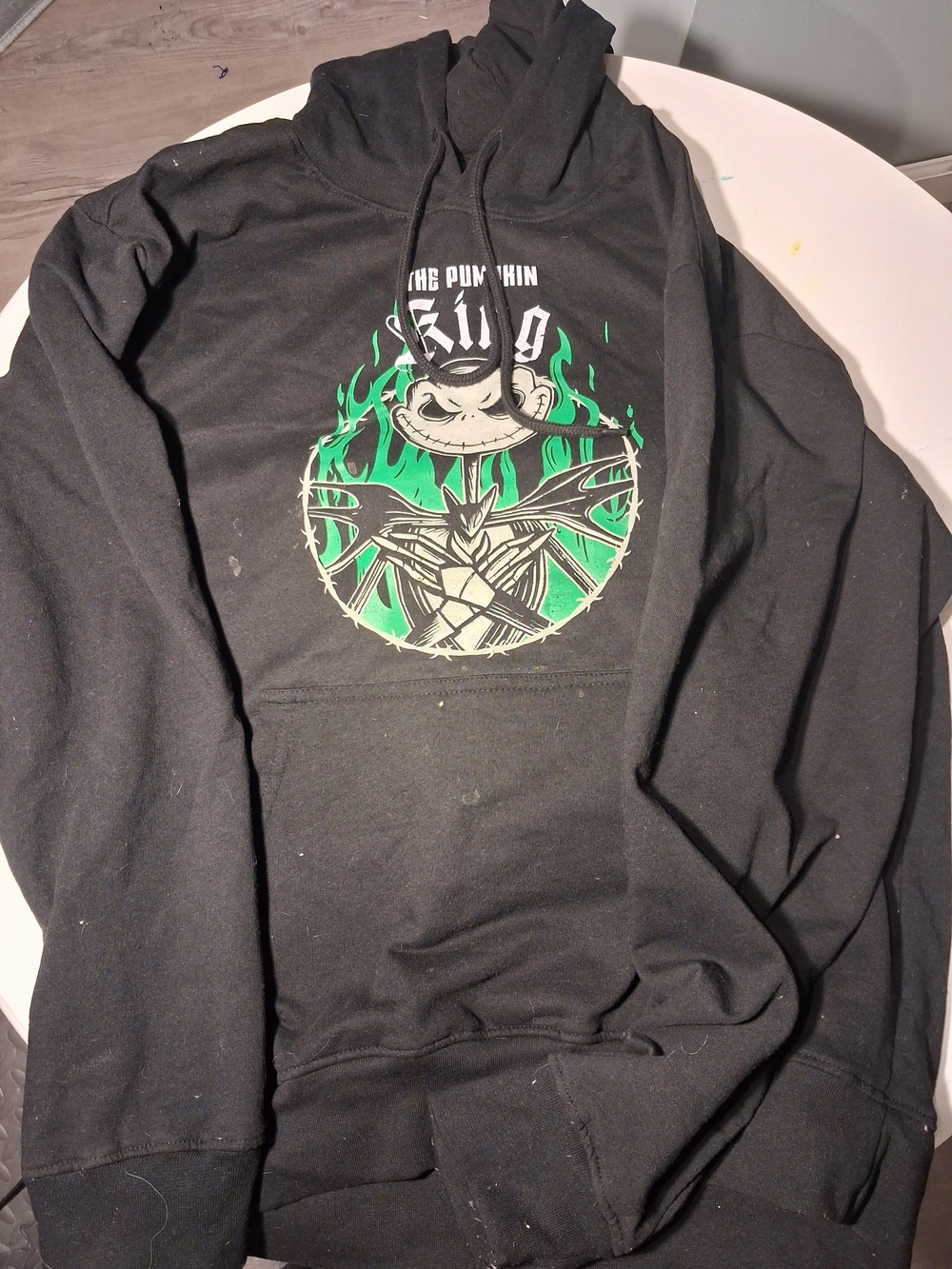 Disney Black Hoodie with Green and Cream 'The Pumpkin King' Graphic
